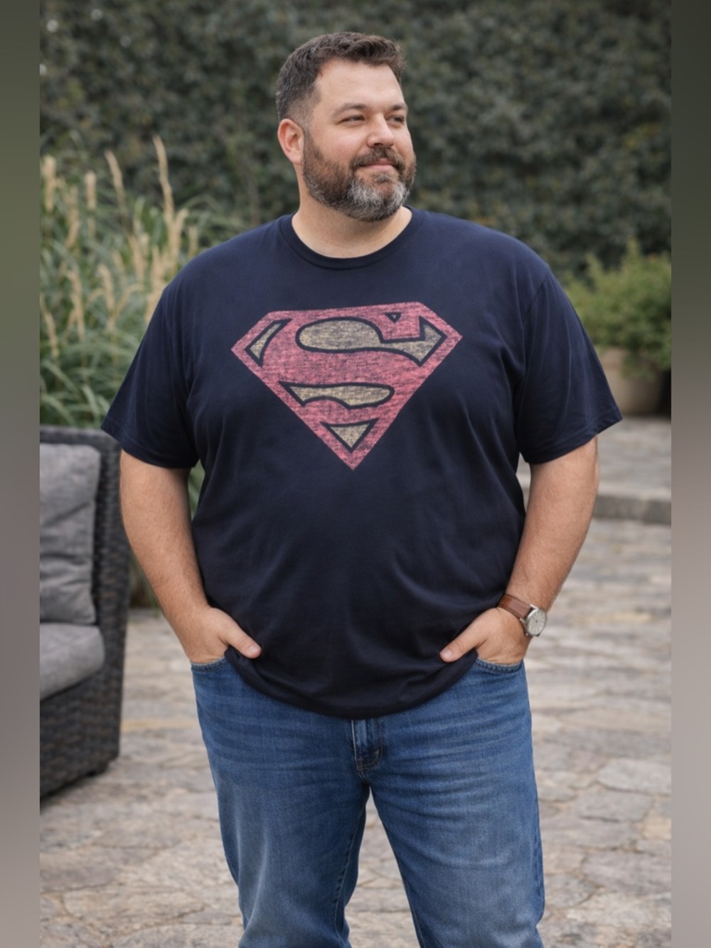 Men's Navy Superman T-Shirt Size XXL